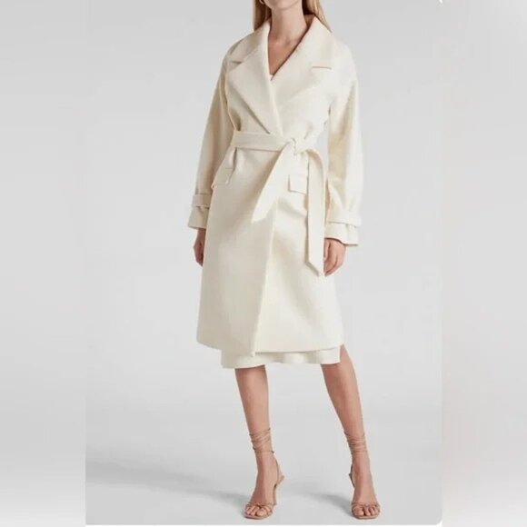 Express Belted Wrap Front Coat, Swan (Ivory-Off-White), Large(NWT) - Picture 1 of 16